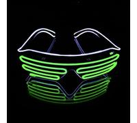 SOUTHSKY Gafas Neon LED con 2 Colores Luz Luminoso de EL Alambre Disfraces para Halloween Costume EDM Cosplay Fiestas (Blanco + Verde Fluorescente)