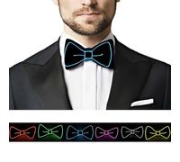 SOUTHSKY LED Christmas Bow Tie Corbata Pajaritas Disfraz de Luces Neon Led Brillante de EL Wire Light Up Strap Adjustable 4 Modes for Halloween Costume Cosplay Party (Azul)
