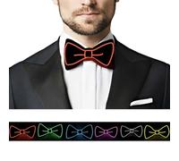 SOUTHSKY LED Christmas Bow Tie Corbata Pajaritas Disfraz de Luces Neon Led Brillante de EL Wire Light Up Strap Adjustable 4 Modes for Halloween Costume Cosplay Party (Rojo)