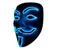 SOUTHSKY LED Mascara Disfraz de Luces Neon Led Brillante V Vendetta Mask EL Wire Light Up 3 Modos For Halloween Costume Cosplay Party (V-Blue)