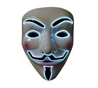 SOUTHSKY LED Mascara Disfraz de Luces Neon Led Brillante V Vendetta Mask EL Wire Light Up For Halloween Costume Cosplay Party