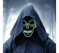 SOUTHSKY LED Maschera Cranio Faccia Luminosa Maschera Notte Luce Neon EL Light Up for Halloween Costume Cosplay Party (Bronce-Verde+Blanco)