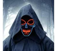 SOUTHSKY LED Maschera Cranio Faccia Maschera Luminosa Maschera Notte Luce Neon EL Light Up for Halloween Costume Cosplay Party (Bronce-Azul+Rojo)