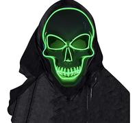 SOUTHSKY LED Maschera Cranio Faccia Maschera Luminosa Maschera Notte Luce Neon EL Light Up for Halloween Costume Cosplay Party (Verde Neo)