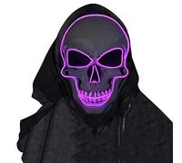SOUTHSKY LED Maschera Cranio Faccia Maschera Luminosa Maschera Notte Luce Neon EL Light Up for Halloween Costume Cosplay Party (Viola Neon)