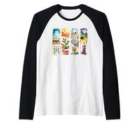 Southwest Desert Road Trip Acuarela Arte Camiseta Manga Raglan