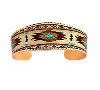 Southwest Native American Sunburst pulseras brazalete para unisex. Pulseras de cobre ajustables con puño abierto para hombres y mujeres