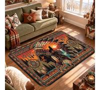 Southwestern Native America - Alfombra de área con cita de jefe de 1,2 x | Tema del suroeste, decoración rústica de cabaña, detalles de atrapasueños, paisaje de montaña puesta de sol