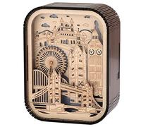 Souvenir 3D de Londres, artesanía de madera cortada con láser, Big Ben Tower Bridge London Eye Tower of Londres, adornos de madera de escritorio con luz para oficina en casa