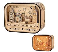 Souvenir 3D de Londres, artesanía de madera cortada con láser, regalos de recuerdo de The Gherkin Big Ben Tower Bridge London Eye Tower, adornos de madera de escritorio con luz para oficina en casa