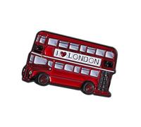 Souvenir británico Pin de solapa esmaltado rojo de doble capa Autobús Accesorios de aleación para chaquetas Mochilas Bisutería Moda Esmalte Autobús Pin de solapa