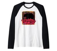 Souvenir de Oso con Arte Grunge del Parque Nacional Voyageurs de Minnesota Camiseta Manga Raglan