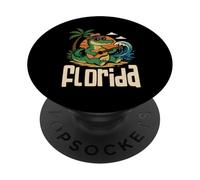Souvenir de Viaje al Atardecer y al Atardecer en Florida Alligator Beach Vibes PopSockets PopGrip Adhesivo