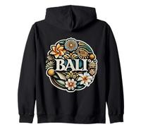 Souvenir retro con flores de loto tropicales de Bali Indonesia Sudadera con Capucha
