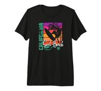Souvenir Retro para surfistas al Atardecer de Seal Beach California Camiseta Premium