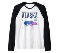 Souvenir Vintage de Alaska The Last Frontier Bear Nature Camiseta Manga Raglan