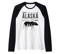 Souvenir Vintage de Alaska The Last Frontier Bear Nature Camiseta Manga Raglan