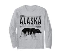 Souvenir Vintage de Alaska The Last Frontier Bear Nature Manga Larga