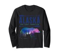 Souvenir Vintage de Alaska The Last Frontier Bear Nature Manga Larga