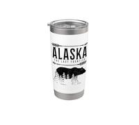 Souvenir vintage de Alaska The Last Frontier Bear Nature Vaso térmico de acero inoxidable de doble pared