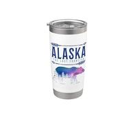 Souvenir vintage de Alaska The Last Frontier Bear Nature Vaso térmico de acero inoxidable de doble pared