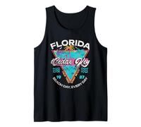 Souvenir vintage de Cedar Key Florida con forma de palmera y playa de los 80 Camiseta sin Mangas