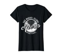 Souvenir Vintage de la Isla de San Miguel de Azores Camiseta gráfica económica, Mujer, Negro, L