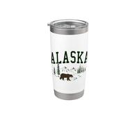 Souvenir vintage de oso amante de la naturaleza de Alaska The Last Frontier Vaso térmico de acero inoxidable de doble pared
