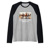 Souvenir vintage de Wild Horses en la isla de Chincoteague, Virginia Camiseta Manga Raglan