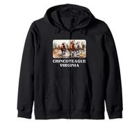 Souvenir vintage de Wild Horses en la isla de Chincoteague, Virginia Sudadera con Capucha
