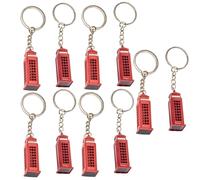Souvenirs 10 llaveros de metal con diseño de cabina de teléfono de Londres, regalo británico 3D, llavero de cabina de teléfono de Londres, iconos de Gran Bretaña, 10 llaveros, rosso, 1.7 x 1.7 x 4.7