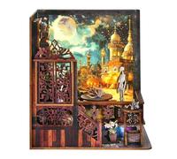 Souvik Book Nook - Kit de puzles en miniatura para construir libros en 3D, de madera con luces LED, decoración para librería y casa, sujetalibros, modelismo, para construir para adultos (Magic