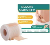 Souvik Tiritas de silicona para cicatrices, 4 x 300 cm, reutilizables, para cicatrices quirúrgicas, quemaduras, queloides y cicatrices de acné, hipoalergénicas, impermeables y transpirables