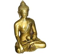 SouvNear Buda estatua- 15,2 Cm - Dorado - Hecho a mano en Latón - Pequeño Figurines - Casa decoración - Sentado estatua de Buda meditando