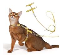 Sovarin Juego de arnés y correa para gato, color amarillo, ligero, suave, a prueba de escapes, arnés de viaje ajustable para mascotas, para caminar, fácil control, cómodo al aire libre (amarillo