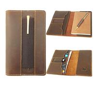 Sovereign-Gear Funda de cuero para cuadernos de campo Moleskine Cahier de 10,7x6,3 cm - Cuero vintage hecho a mano. Funda de cuero + cuaderno de papel + bolígrafo