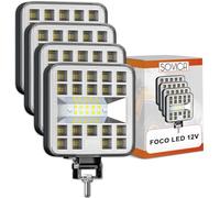 Sovica Focos led 4x4 12V tractor trabajo 4 uds 48W 8,4 cm - Alta potencia y haz amplio para máxima visibilidad - Ideal para maniobras nocturnas y trabajos agrícolas - Perfecto para tractores y 4x4