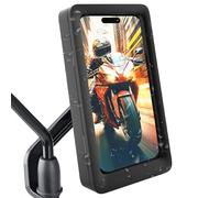 Sovica Soporte movil Moto retrovisor Impermeable Funda Compatible con Smartphones de hasta 7.5" con Ventana Trasera fijacion irrompible y Segura al Espejo retrovisor