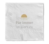 Sovie HOME Servilletas de 3 capas, 33 x 33 cm, pliegue 1/4, servilletas de luto blancas con atardecer y acento dorado