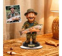 Soview Figura Personalizada con Foto Signo Placa Marco de Foto con Efecto 3D Decoración de Escritorio Regalo Original para para Hombre Pescador Amigo Navidad Cumpleaños Aniversarios