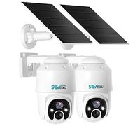 SOVMIKU Cámara de seguridad solar inalámbrica 2A1 de 4 MP para exteriores, 2 años de almacenamiento gratuito en la nube, audio bidireccional, fácil de configurar, detección de movimiento, vista de