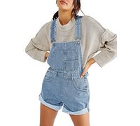 Sovoyontee Mono de mezclilla para mujer, con tirantes, pantalones cortos, 666 Azul Cielo, L