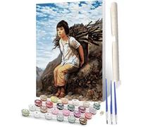 SOWBIL Pintura por Números para Adultos niña recogiendo leña Kit de Pintura al óleo de Lienzo DIY para con PincelesPigmento Acrílico Pintura de Dibujo 40X50 CM