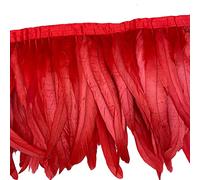 Sowder Rooster Hackle - Adornos de flecos de plumas de 8 a 10 pulgadas de ancho para manualidades de costura, paquete de 1 yarda (rojo)