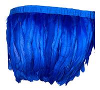 Sowder Rooster Hackle - Borde de flecos de plumas de 8 a 10 pulgadas de ancho para decoración de manualidades, paquete de 1 yarda (color azul real)
