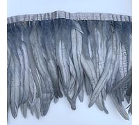 Sowder Rooster Hackle - Borde de flecos de plumas de 8 a 10 pulgadas de ancho para decoración de manualidades, paquete de 1 yarda (gris)