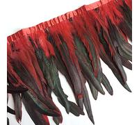 Sowder Rooster Hackle - Flecos de plumas de 25,4 a 30,5 cm de ancho, paquete de 1 yarda (rojo y negro)