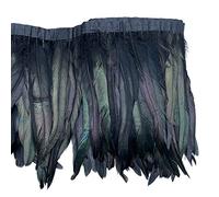 Sowder Rooster Hackle Plumas Flecos de 8 a 10 pulgadas de ancho para manualidades de costura, paquete de 1 yarda (negro)
