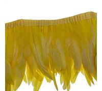 Sowder Rooster Hackle - Ribete de flecos de plumas de 20 a 25 cm de ancho para manualidades, costura, decoración, paquete de 1 yarda (amarillo)
