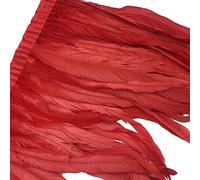 Sowder Rooster Hackle - Ribete de flecos de plumas de 25,4 a 30,5 cm de ancho, paquete de 1 yarda (rojo)